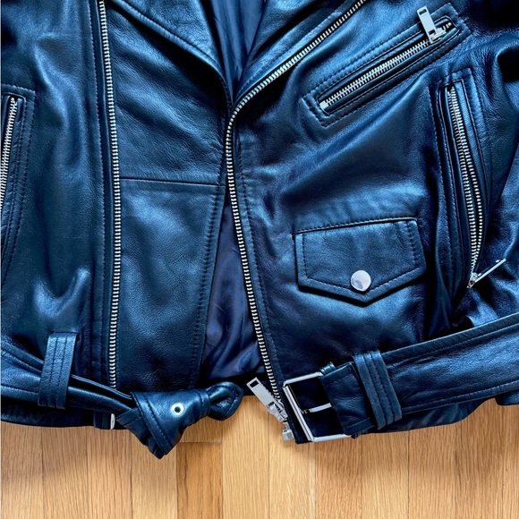 Zara Genuine Leather Biker Jacket - Picture 2 of 4